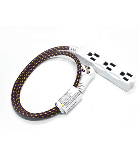 16/3 6 Feet Safety Indoor Extension Cord For Home Extensions Using Cul Cetl Approved With Fabric 3 Outlet