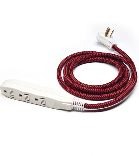16/3 6 Feet Safety Indoor Power Extension Cords For Home Using Cul Cetl Approved With Fabric Red And Black Color