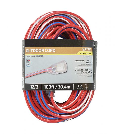 12/3 100ft Power Retractable Electrical Outdoor 220v Heavy Duty Waterproof Extension Cord 30m