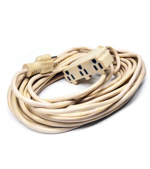 14/3 25ft Power Cord Electrical Outdoor Heavy Duty 220v Multi Socket Extension Cords PVC ,100% Copper Triple End NAME5-15P Beige