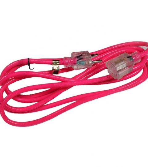 Extension Cords Power Retractable Electrical Outdoor 220v Heavy Duty Waterproof 16/3 9ft PVC ,100% Copper Nylon Pink NAME5-15P