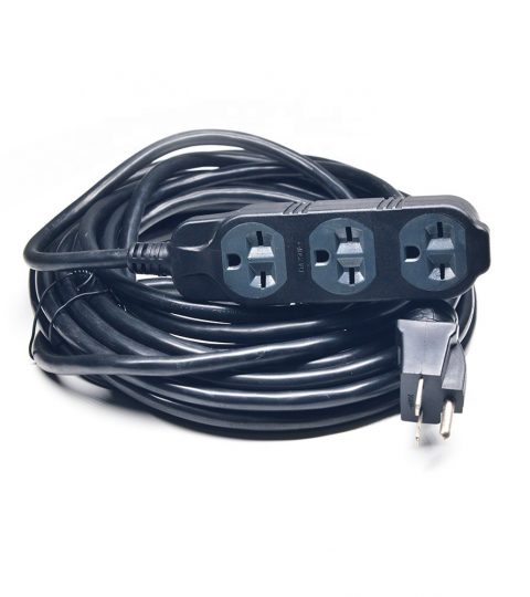 12/3 25ft Power Cord Electrical Outdoor Heavy Duty 220v Multi Socket Extension Cords PVC ,100% Copper Black NAME6-15P NEMA6-15R