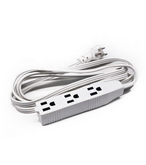 Indoor Office Extension Cord 3 Grounded Outlets, 3 Prong, Low-Profile Right Angle Flat Plug