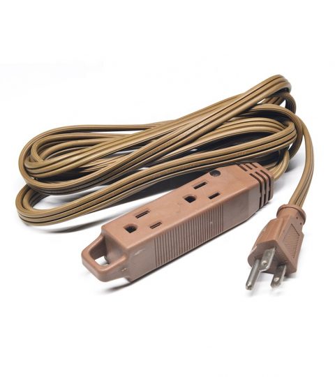 Indoor Office Extension Cord 3 Grounded Outlets, 3 Prong, Low-Profile Right Angle Flat Plug Coffee