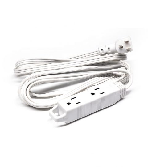 Indoor Office Extension Cord 3 Grounded Outlets, 3 Prong, Low-Profile Right Angle Flat Plug White