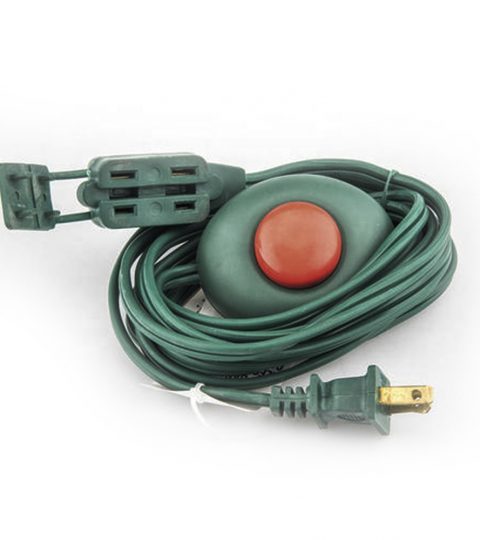 15 Ft Extension Cord With Foot Switch And 3 Electrical Power Outlets 16/2 Durable Green Foot Tap Cable Set For Christmas