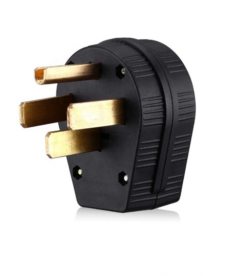 Straight Blade Angles Dryer Replacement Male Plug NEMA 14-50P Power Plug, 50-amp 4-prong 125/250V Plug With Socket Transparent
