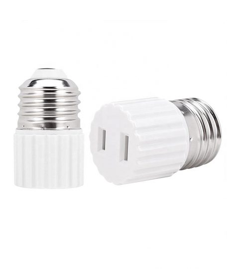 E26 Light Socket Plug Adapter E26 Light Socket To 2 Prong Outlet Adapter Polarized 2 Prong Outlet White