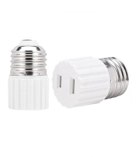 E26 Light Socket Plug Adapter E26 Light Socket To 2 Prong Outlet Adapter Polarized 2 Prong Outlet White