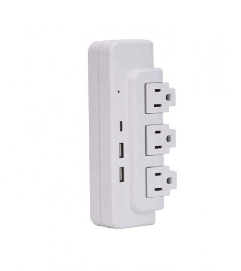 USA 3 Outlet Rotating Power Socket Strip With USB Ports