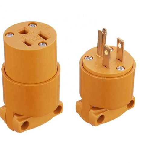 15 Amp Replacement Plug/Connector Set, 125 Volt NEMA 5-15R Straight Blade Plug Grounding Type/CUL Listed