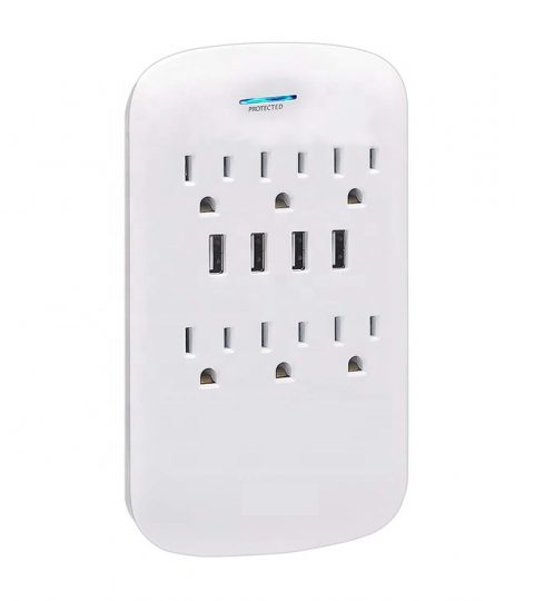 6-outlet Surge Protector Etl Usb Power Current Tap With 4.8 A