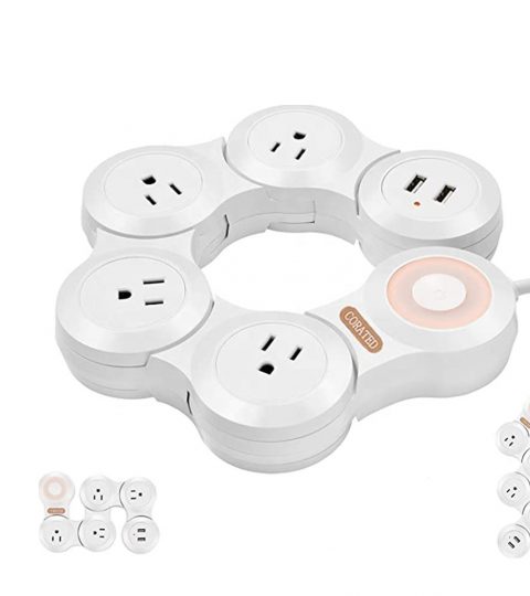 US Extension Socket 4 5-15R Smart Power Strip Universal Outlet 2 USB