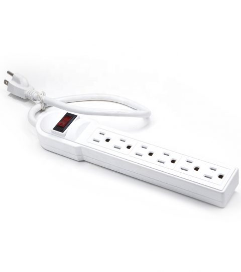 2 Foot 6-Outlet Surge Protector Power Strip 90Joul Grey Color