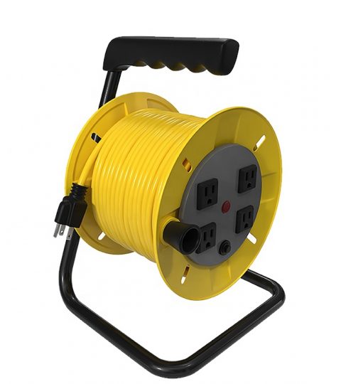 100FT Foot Extension Cord Reel With 4-Outlets And Circuit Breaker Extension Cord Reel