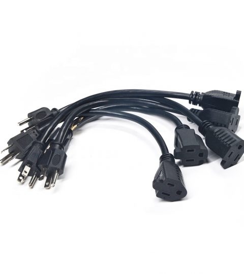 16AWG/13A, SJT 3 Prong 8 Inch Short Power Extension Cord Outlet Saver Black ,power Strip Liberatir CUL