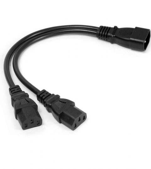 UPS Server Y Splitter C14 To 2 X C13 Double Female Power Extension Cord Cable