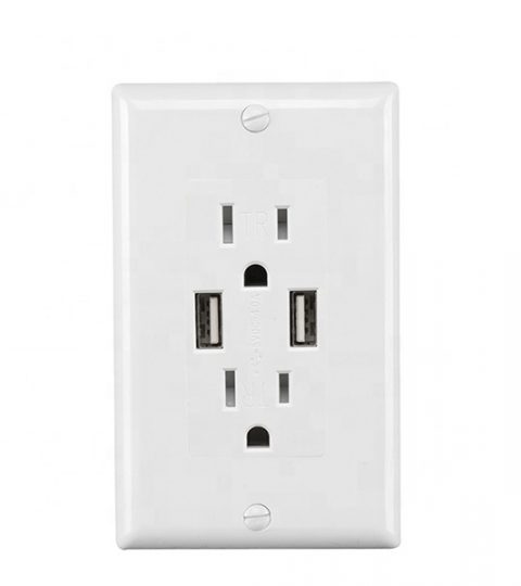 2USB Charger 2 Outlet GFCI Socket, 15A,125V Origin Type Electrical Place Model Voltage Current Rated Commercial Standard