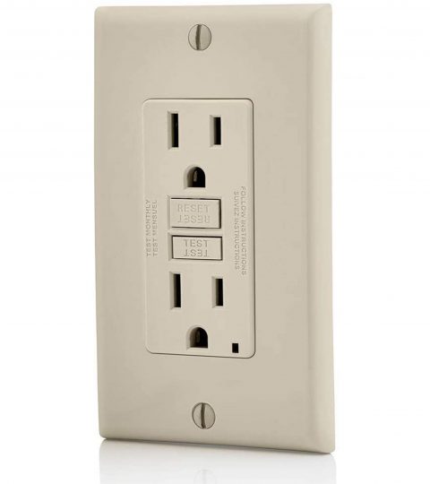 GFCI Outlet Wall Socket (WR/TR) Weather/tamper Resistant Outdoor 15A 125V 2LED Industrial Standard Grounding Warm White 5-15R