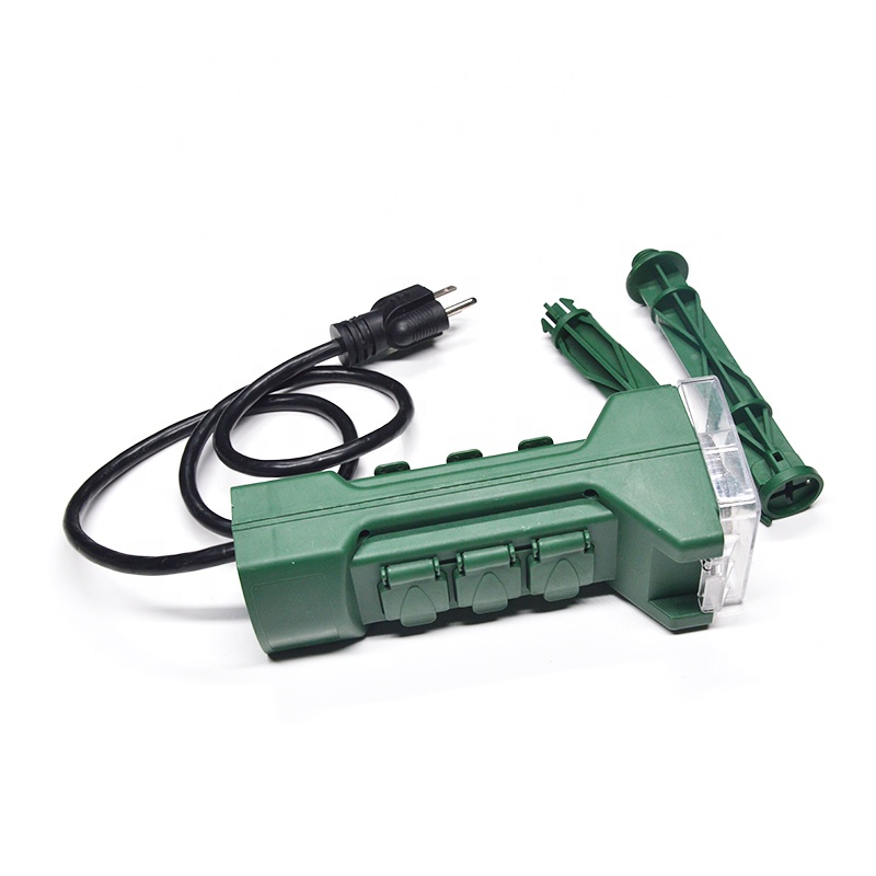 Outdoor Power Yard Stake With Photocell Timer DuskDawn Waterproof 14/3