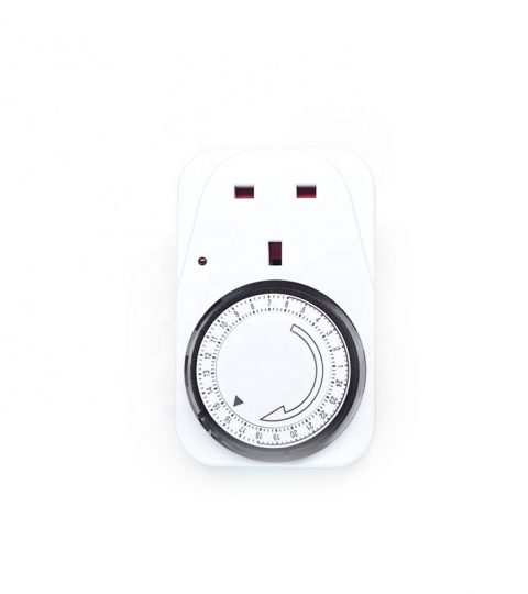 British Standard 24 Hour Heavy Duty Indoor Plug-in Mechanical Timer With 3 Pin Grounded & Polarized Outlets For Seasonal Using