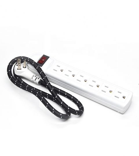 6-Outlet Surge Protector Power Strip 1-Pack, Overload Protection, 3-Feet Cord, 900 Joule With Fabric Cord