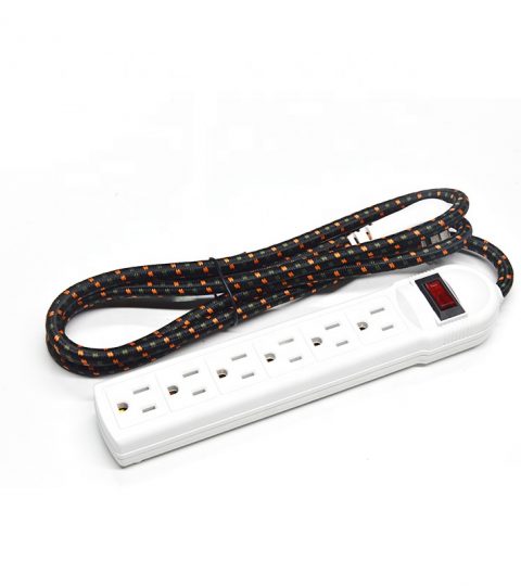 6-Outlet Surge Protector Power Strip 1-Pack, Overload Protection, 6-Feet Cord, 900 Joule With Fabric Cord