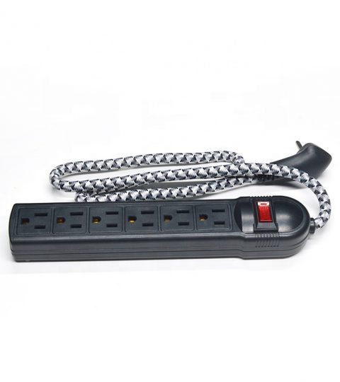 6-Outlet Surge Protector Power Strip 1-Pack, Overload Protection, 3-Feet Cord, 900 Joule With Fabric Cord