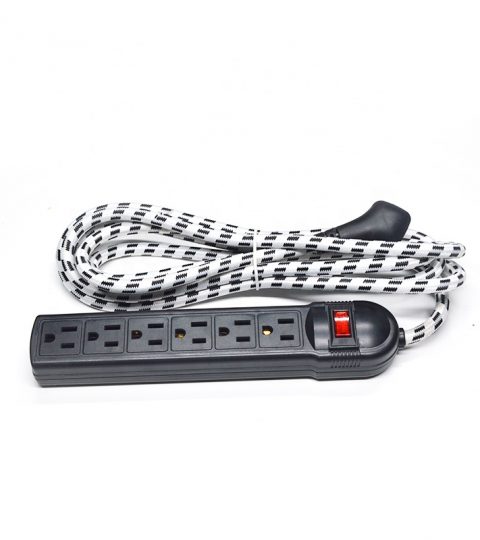 6-Outlet Surge Protector Power Strip 1-Pack, Overload Protection, 10-Feet Cord, 900 Joule With Fabric Cord