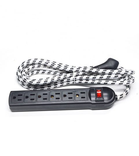 6-Outlet Surge Protector Power Strip 1-Pack, Overload Protection, 10-Feet Cord, 900 Joule With Fabric Cord