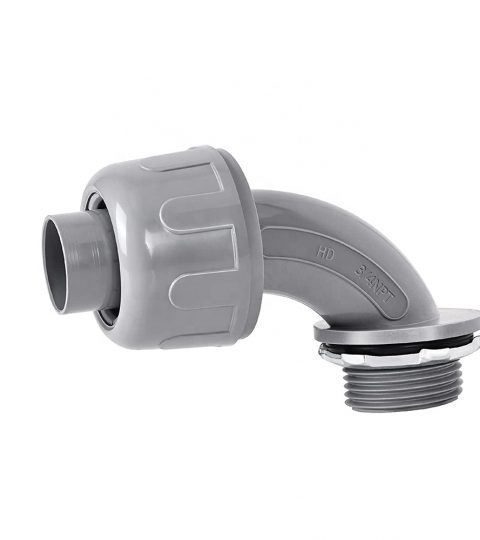 1,3/4 In 90 Degree Liquid-Tight Connector Type B Flexible Non-Metallic Electrical Conduit Connector Fitting Nylon Connector