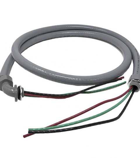 Power Whip Assembly, 1/2-Inch X 6 Ft Nonmetallic Liquid Tight Flexible Electrical Conduit And 10 Gauge Wire Single Phase Preasse