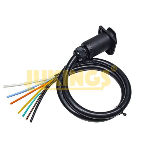 Heavy-Duty 7-Way Trailer Wiring Connector For 7-Pin RV Round Sockets – Weatherproof PVC Jacket, Copper Core Cable Harness