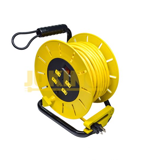 Heavy Duty 5-15P 14AWG/3C SJTW Power Cord 80FT Retractable Extension Cord Reel With 4-Outlets And Circuit Breaker