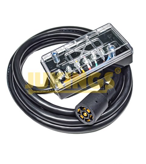 Heavy Duty 7 Gang Junction Box With 10 Feet Inline Trailer Cord 7-Way Trailer Plug With Weatherproof Junction Box