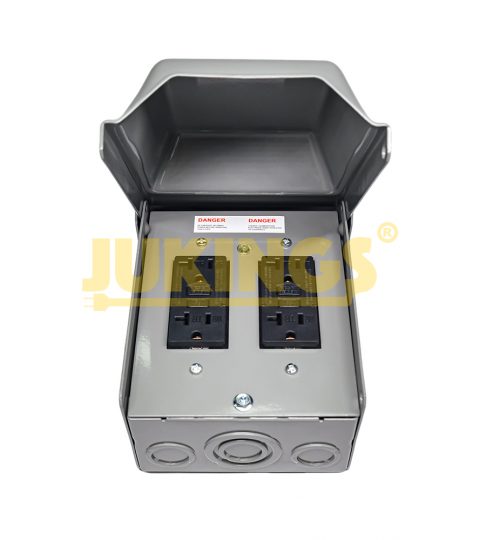 20A 125V Weatherproof Outdoor Electrical Box NEMA 5-20R Lockable Four Power Outlet Box With GFCI And Plug Socket