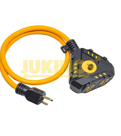 5-15P To 5-15R SJTW Heavy Duty Extension Cord 12/3 15A 125V 1875W Adaptor With 6 Outlets And Overload Protection