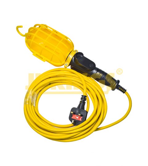 18/3 SJT 13A Cold White Light 10M Yellow Extension Cord Black Handle Plastic Guard Trouble Light For Workshop And Garden Use