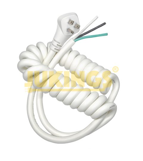10FT Outdoor Coiled Power Cord With Spring Wire 15A 125V Nema 5-15P Single Head Wire PVC Jacket US Plug AC Male End 12/3 SJEOW