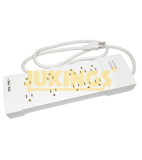 15A 125V Power Strip With 10 Outlets & 2 USB A Surge Protected & Nema 5-15R Adapter Socket SJT Cord Extension