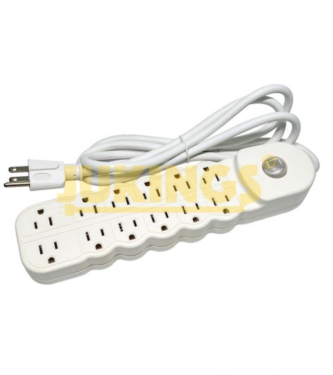 12-Outlet Wave Style Power Strip Nema 5-15R Wall Socket With 14AWG SJT 6FT PVC & Copper Extension Cord 125V And 15A Rated