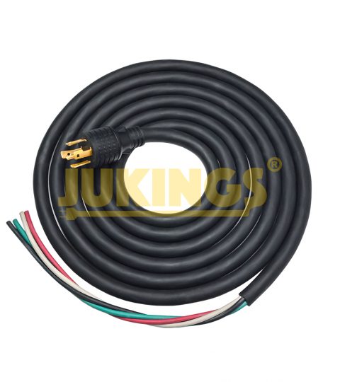 250V 30A 15FT Outdoor Construction Power Cord 10/4 Gauge SOOW With Nema L14-30P Plug Stripped Female End Open End Black Color