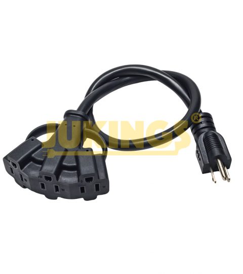 2FT 15A 125V Outdoor Electrical Extension Cord 3 Outlets Nema 5-15P To 5-15R 12AWG Heavy Duty With SJTW PVC Jacket
