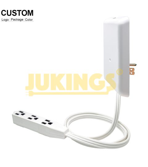 14/3 3 Outlets Indoor Extension Cord 4FT Flat-Face Outlet Extender 5-15P To 5-15R Power Strip With Ultra-Thin Wall Plate Plug