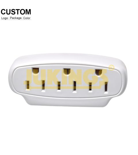 ETL/CETL Approved 5-15P To 3 5-15R 15A 125V 60Hz White Wall Extension Socket 3 Grounded Multi Outlet Adaptor With Phone Holder