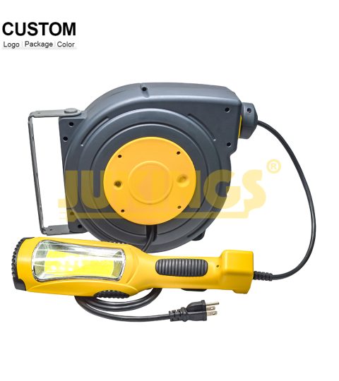 Outdoor 40Ft 16AWG/3C SJTW Extension Cord Circuit Breaker Extension Cord Reel With Three-Stage Lighting Work Light