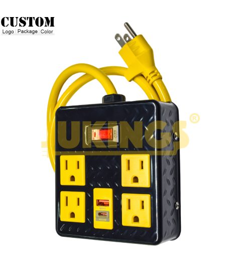 4 AC Outlet 1USB A 1Type C  Extension Socket 15A 14/3 3FT Power Strip With 5-15P Plug For Office & Home Use