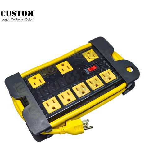 6FT 14AWG/3C Power Strip 8 AC Outlet Copper Extension Socket 15A 125V With 5-15P Plug For Office Home Use